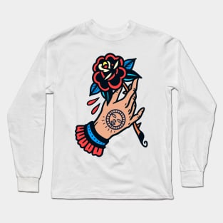 Tattooed Hand with Rose Long Sleeve T-Shirt